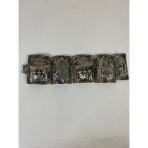 Peruvian Storyteller Panel Bracelet 900 Silver 5 OZ 142 Grams